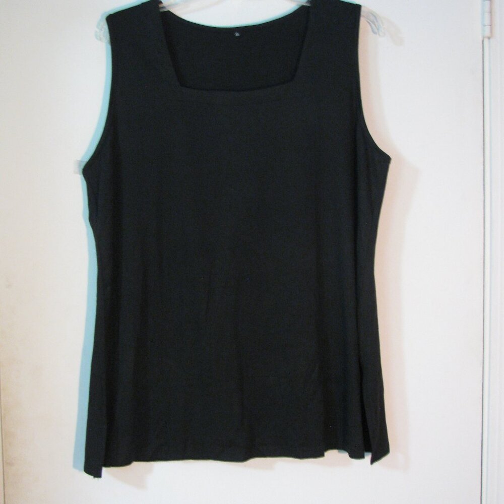 * Unbranded Black Tank Top XL New NWOT Soft Fabric Stretch Square Neckline